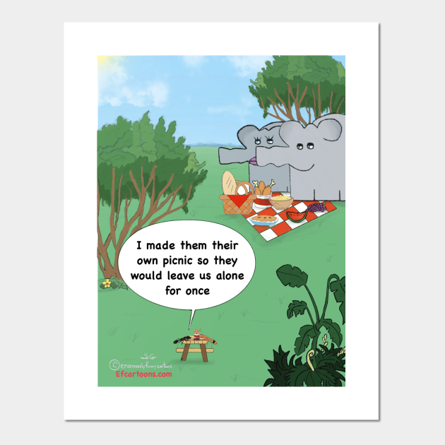 Enormously Funny Cartoons Picnic Elephant Cartoon Posters and Art